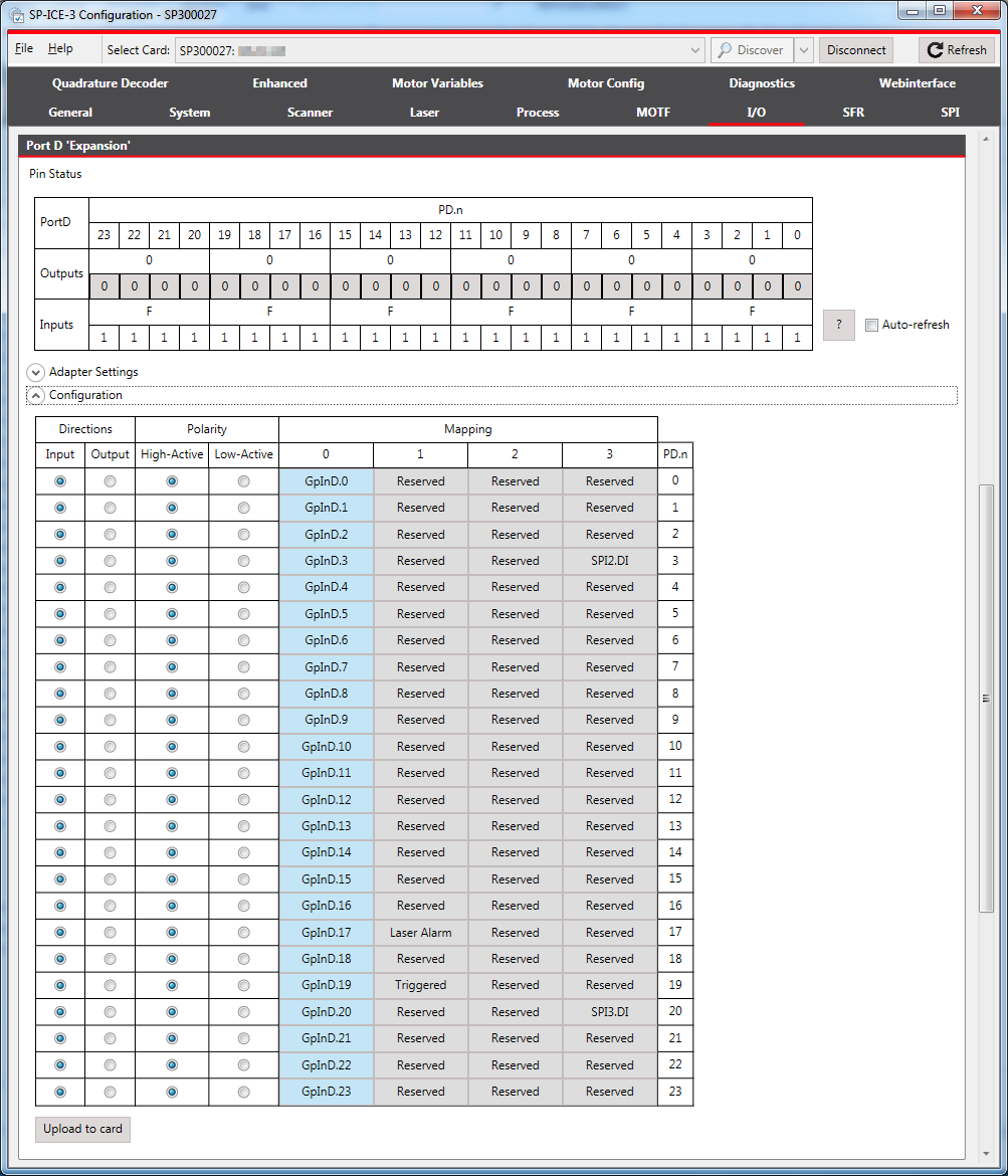 SP-ICE-3 Configuration-IO-PortD